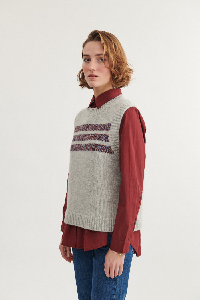 Basic Apparel Blanche Vest Veste 718 light grey mel. / sky captain